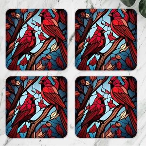 Cardinals Drink Coasters Cork Back Set Of 4